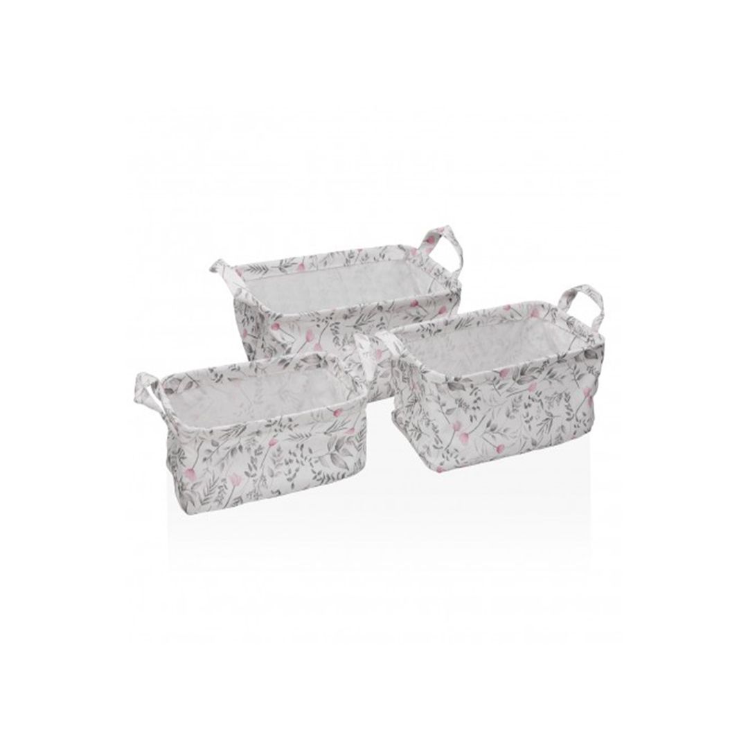 Set 3 cestas rectangulares Rosas Caprice