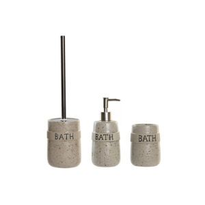 LOTE ESCOBILLERO + DOSIFICADOR/DISPENSADOR + VASO GRES BEIGE MOTEADO