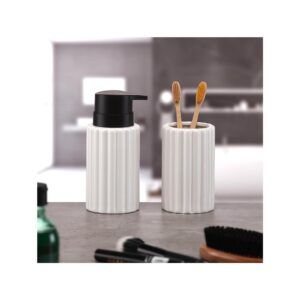 LOTE DISPENSADOR/DOSIFICADOR JABÓN + VASO TANGER BLANCO