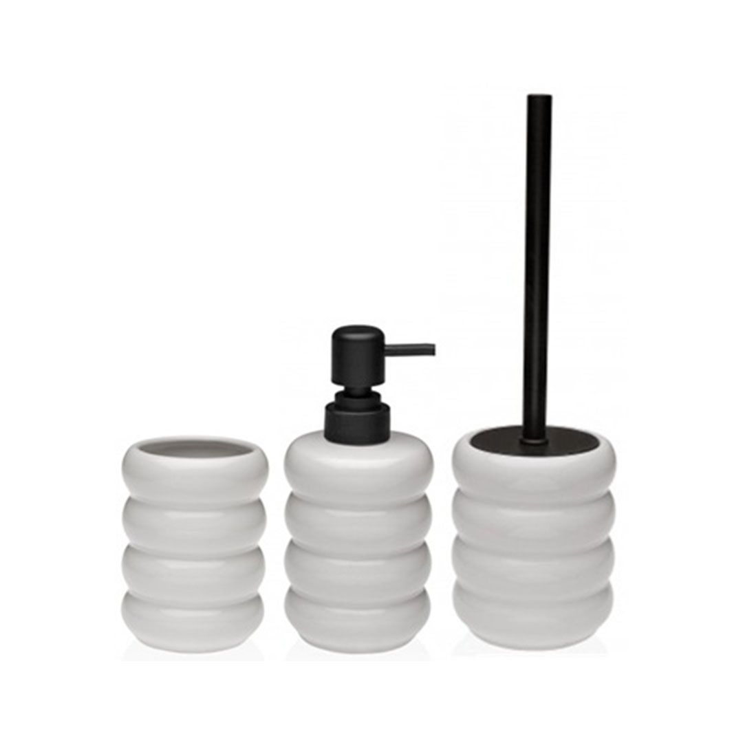 lote escobillero+dosif+vaso espiral blanco