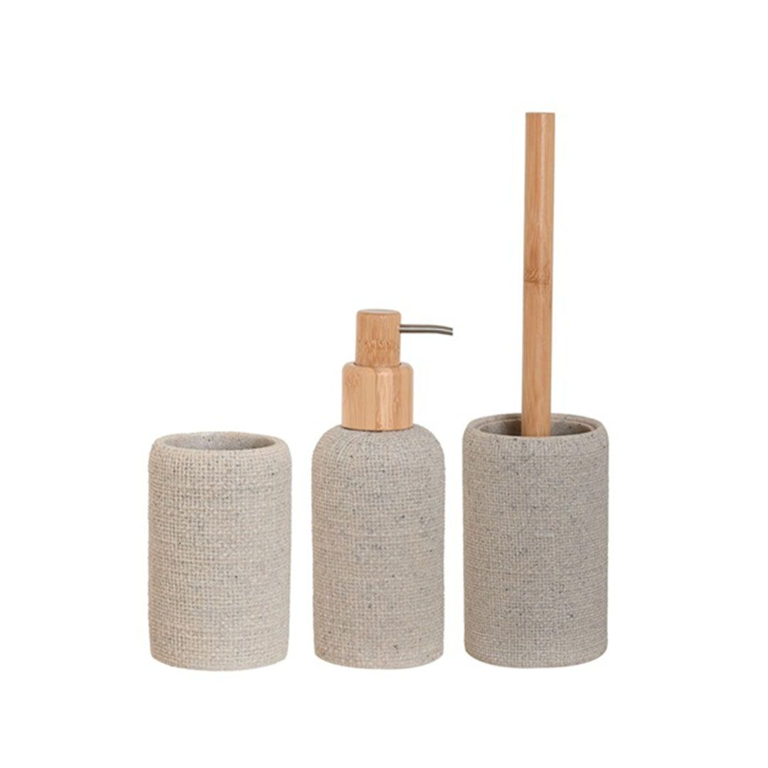 lote escobillero+dos+vaso resina beige Lisboa