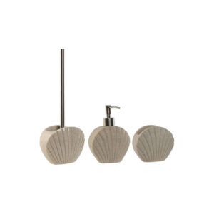 LOTE ESCOBILLERO + DISPENSADOR/DOSIFICADOR JABÓN + VASO BEIGE SANTIAGO