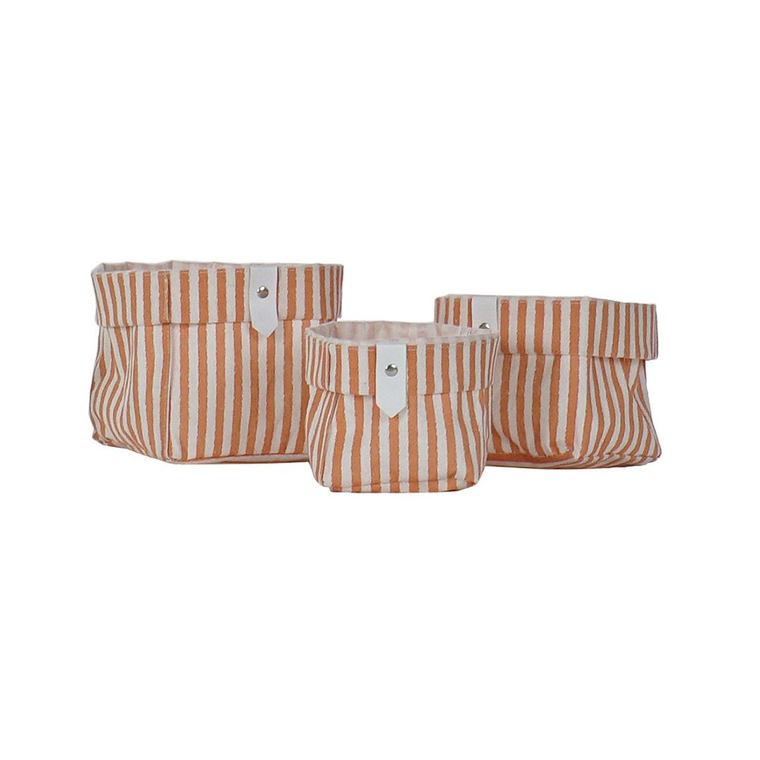 Set 3 cestas rayas naranjas