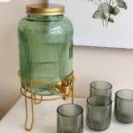 DISPENSADOR DE BEBIDA ORO/VERDE CON SOPORTE